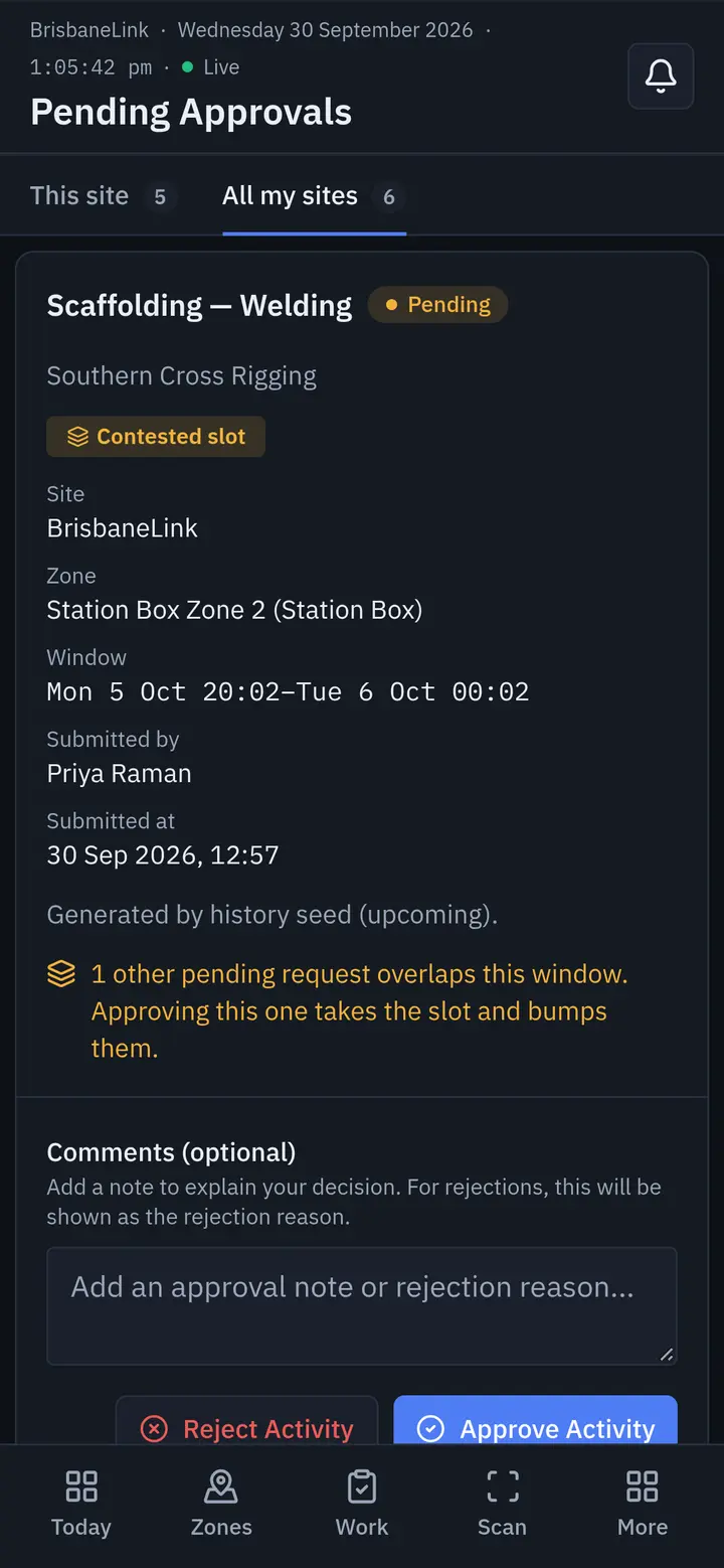 Approvals queue on a phone