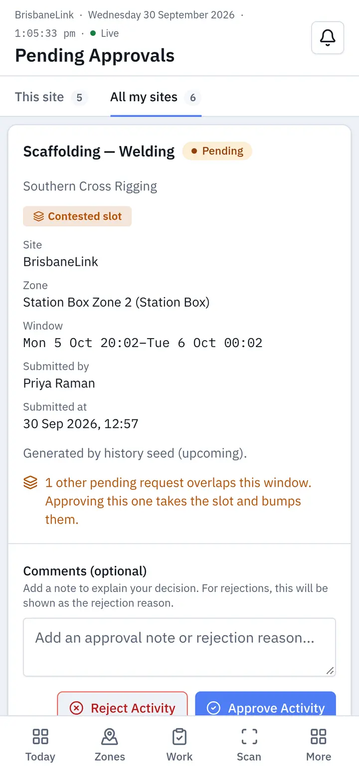 Approvals queue on a phone