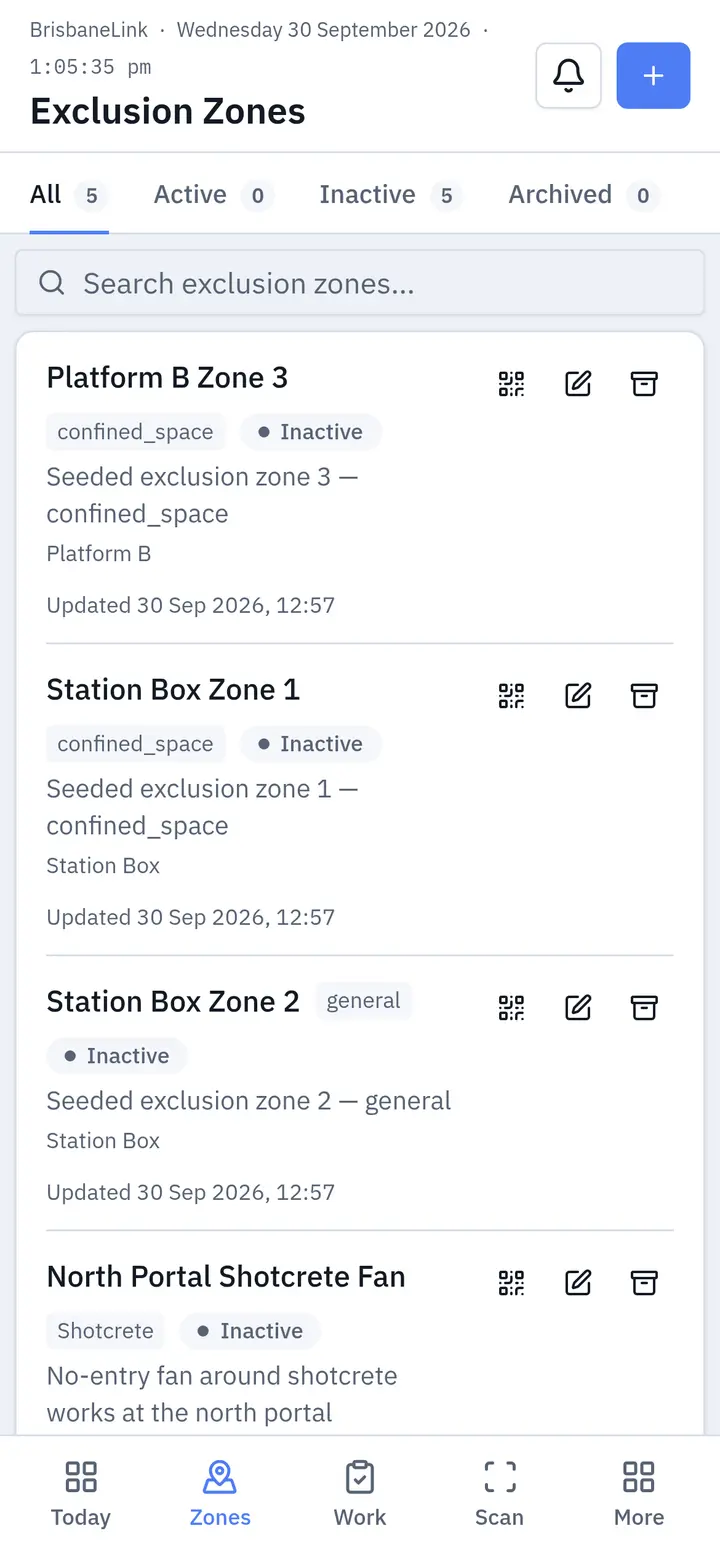 Exclusion zone register on a phone